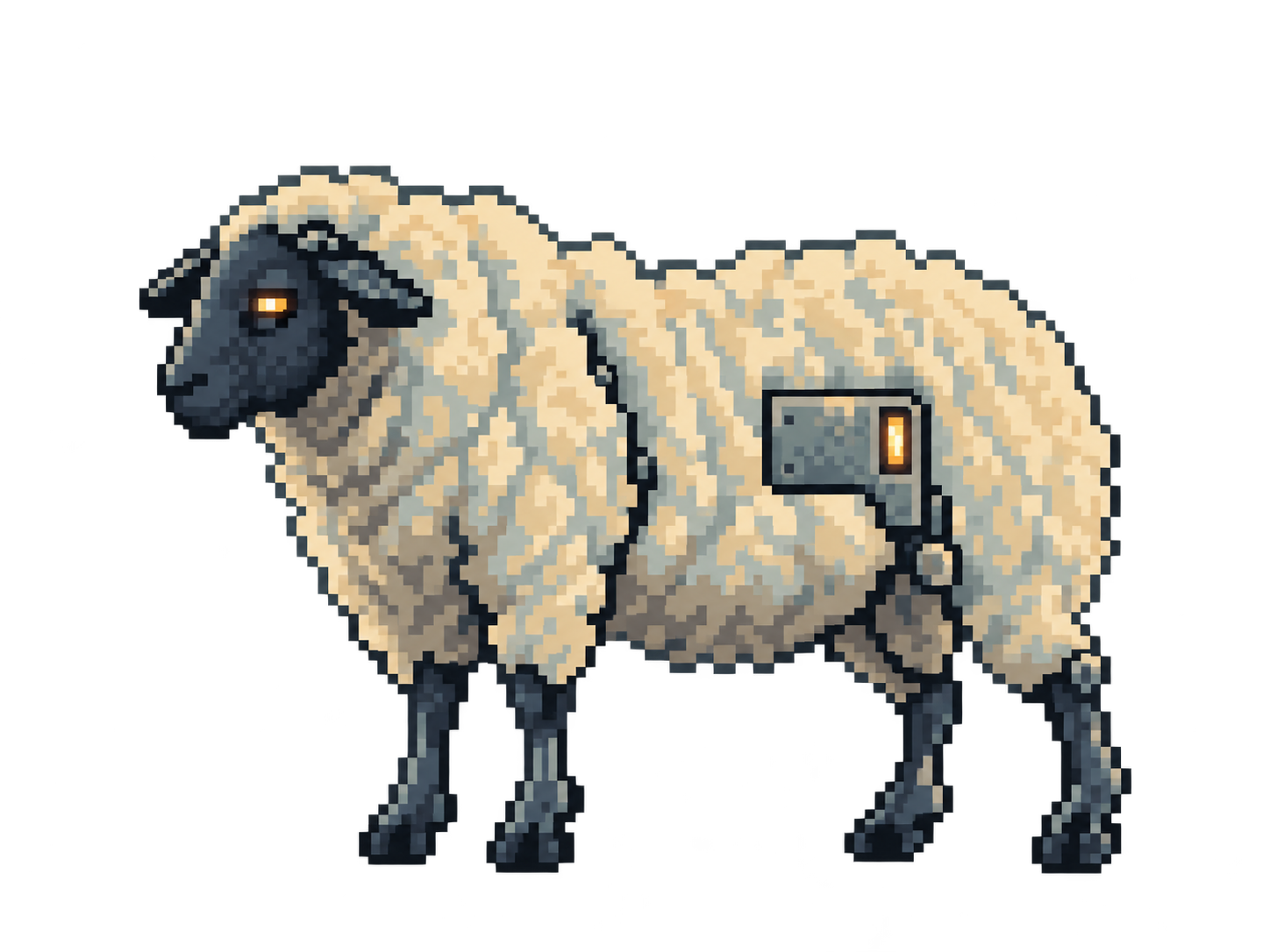 Cream-colored electric sheep with an amber service indicator