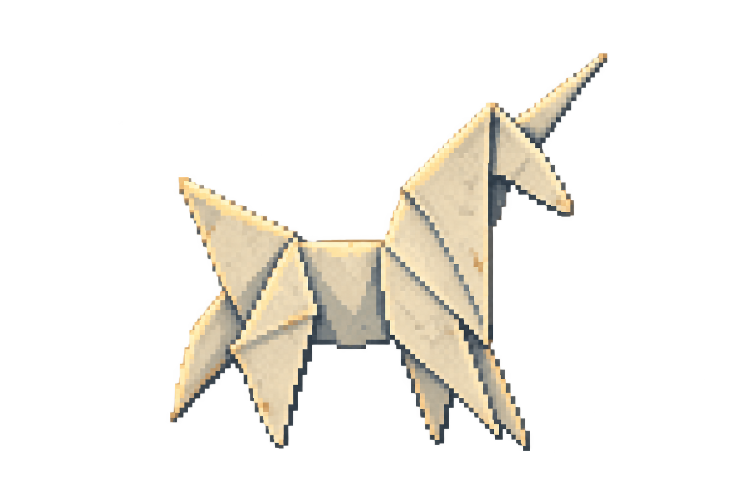 A small folded paper unicorn